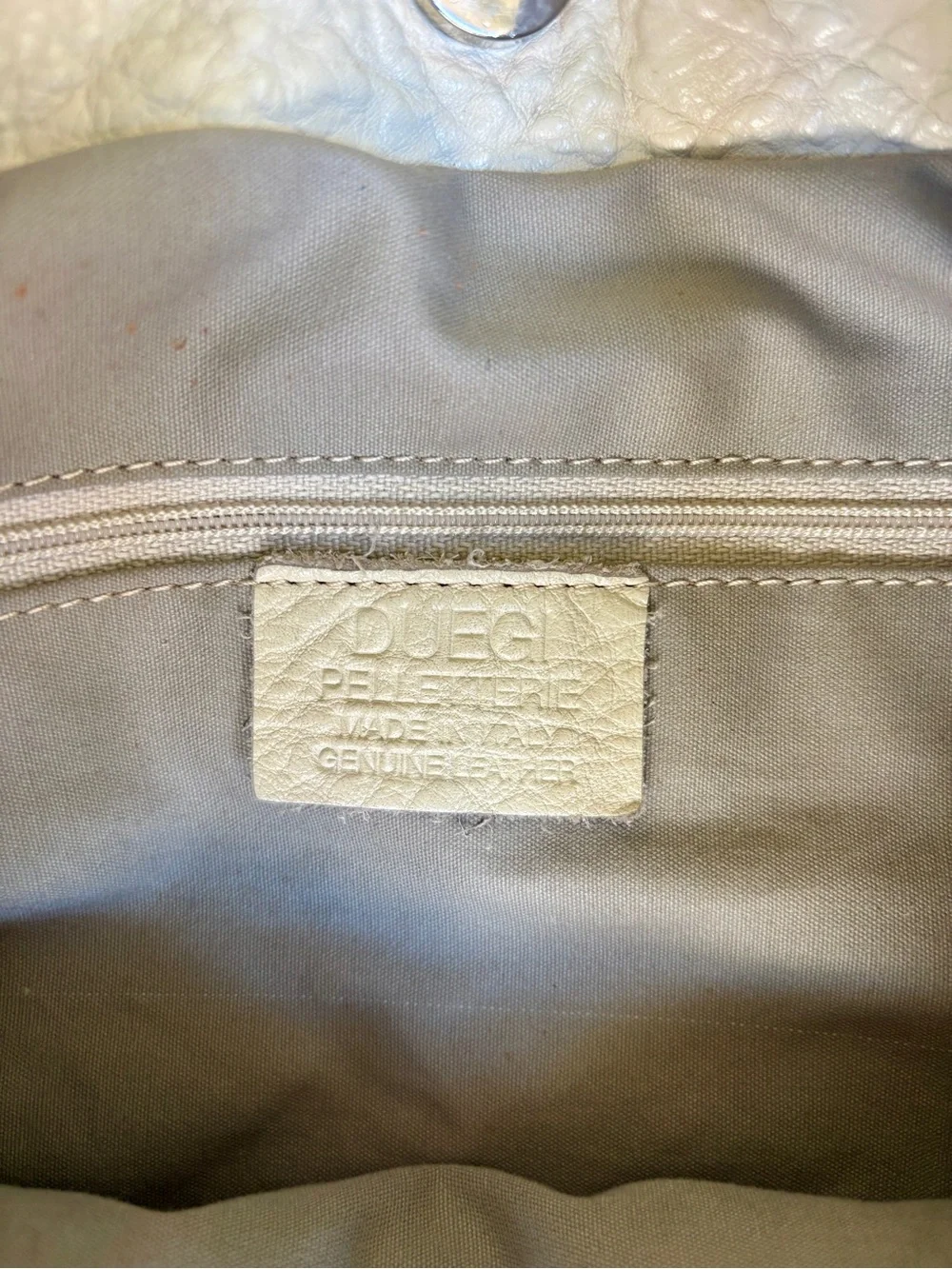 Duecci Pelletterie Swiss Brand Cream & Saddle Leather Large Tote Crossbody Italy